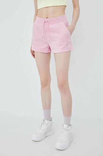 Kraťasy Juicy Couture dámské, růžová barva, hladké, high waist