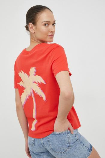 Bavlněné tričko Billabong červená barva