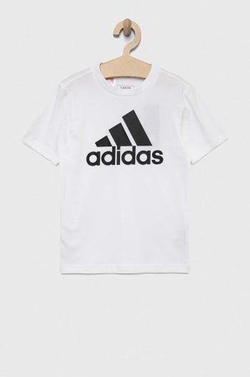 Dětské bavlněné tričko adidas U BL bílá barva, s potiskem