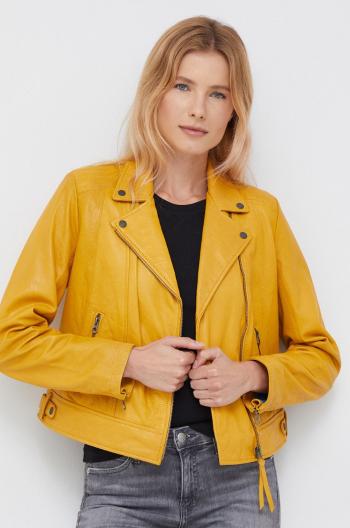 Kožená ramoneska Pepe Jeans dámská, žlutá barva, přechodná