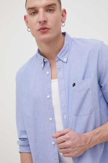 Bavlněné tričko Lee pánská, regular, s límečkem button-down