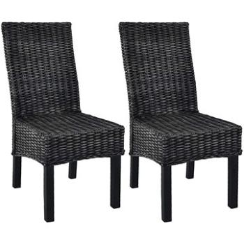 Jídelní židle 2 ks černé ratan kubu a mangovníkové dřevo (246656)
