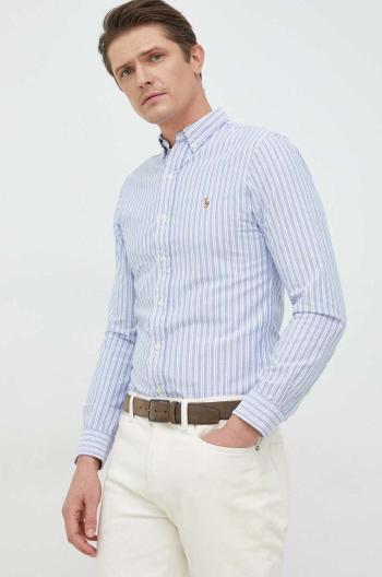 Bavlněné tričko Polo Ralph Lauren slim, s límečkem button-down
