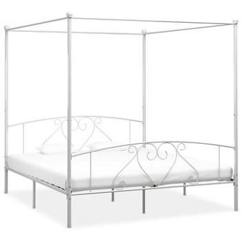 Rám postele s nebesy bílý kovový 200x200 cm (284432)