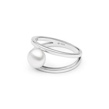 GAURA Stříbrný prsten s bílou perlou - velikost 59 - GA4014W-60