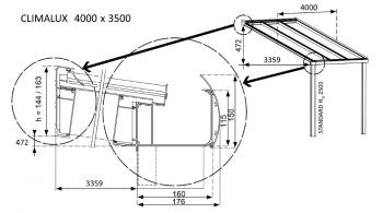 Hliníková pergola 400 cm antracit / polykarbonát Dekorhome 350 cm