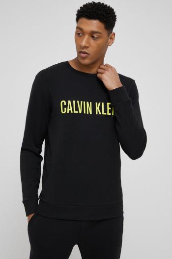 Pyžamové tričko s dlouhým rukávem Calvin Klein Underwear černá barva, hladké