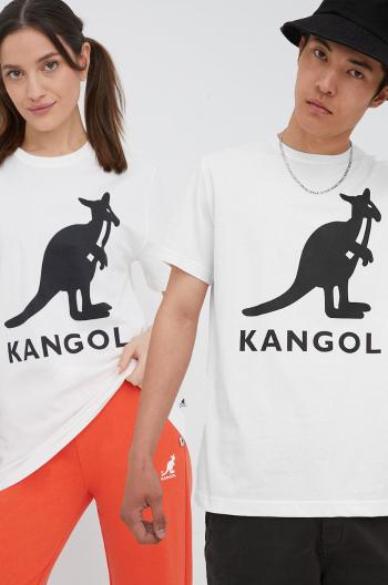 Bavlněné tričko Kangol béžová barva, s potiskem