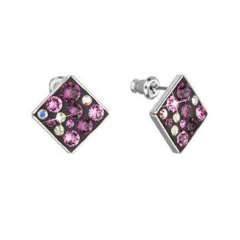 Náušnice bižuterie se Swarovski krystaly fialové kosočtverec 51032.3, rose,, jet,, crystal, ab,, amethyst,, jonquil