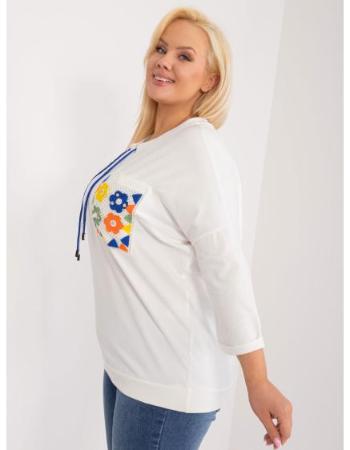 Dámská halenka plus size s vázáním ecru