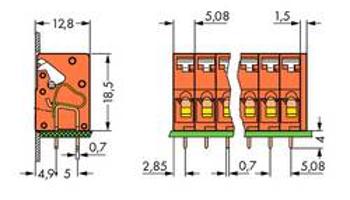 Pružinová svorkovnice WAGO 741-204, 2.50 mm², Pólů 4, oranžová, 220 ks