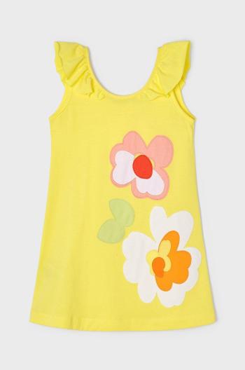 Dětské bavlněné šaty Mayoral žlutá barva, mini, jednoduchý