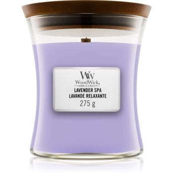 Woodwick Lavender Spa vonná svíčka s dřevěným knotem 275 g