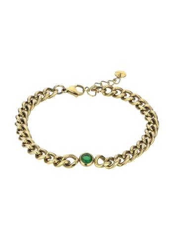 Marc Malone Slušivý pozlacený náramek Kendall Green Bracelet MCB23080G