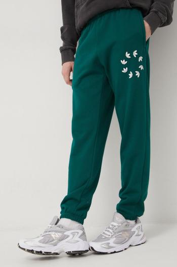 Bavlněné kalhoty adidas Originals Adicolor HC4494 pánské, zelená barva, s potiskem