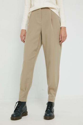 Kalhoty Vero Moda dámské, béžová barva, široké, high waist
