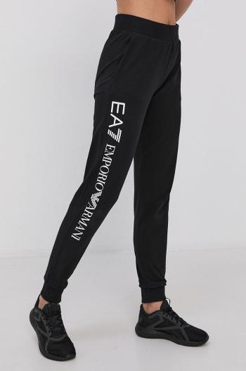 Kalhoty EA7 Emporio Armani dámské, černá barva, hladké