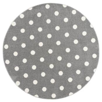 LIVONE dětský koberec Kids love Rugs CIRCLE stříbrná šedá / bílá 160 cm kulatá