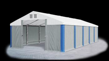 Garážový stan 5x10x3m střecha PVC 560g/m2 boky PVC 500g/m2 konstrukce ZIMA Šedá Bílá Modré