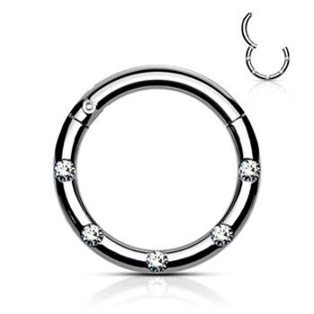 Šperky4U Piercing kruh segment, čiré kameny, 1,2 x 8 mm - K01058-ST