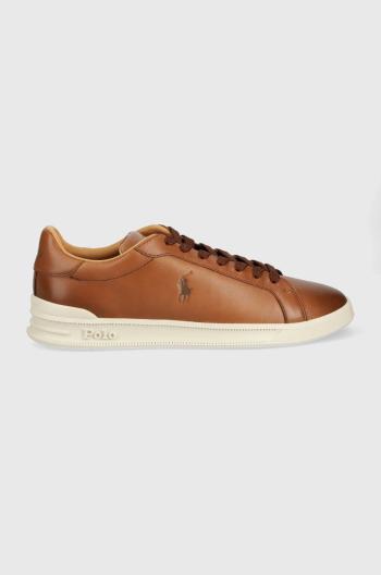 Kožené sneakers boty Polo Ralph Lauren Hrt Ct Ii hnědá barva