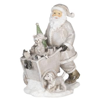 Vánoční dekorativní soška Santy s vozíkem s pejskem - 12*8*15 cm 6PR4728