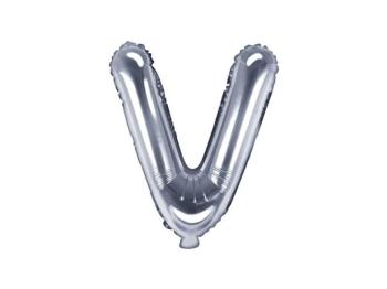 Balón foliový písmeno "V", 35 cm, stříbrný (NELZE PLNIT HELIEM) - xPartydeco