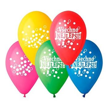 Nafukovací balónky, 30cm, všechno nejlepší, mix barev, 5ks (8595681501028)