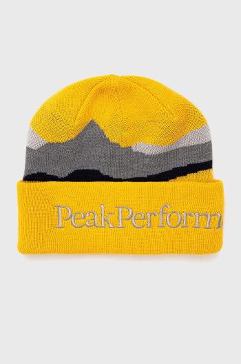 Vlněná čepice Peak Performance žlutá barva, vlněná