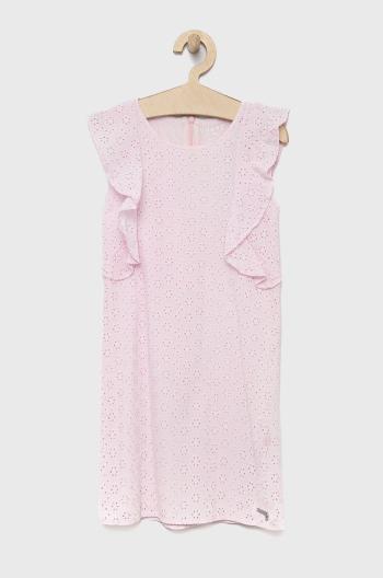 Dětské bavlněné šaty Guess růžová barva, mini, jednoduchý