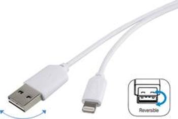 Datový/nabíjecí kabel pro Apple 1x Lightning ⇔ 1x USB 2.0, Renkforce, bílá, 1 m