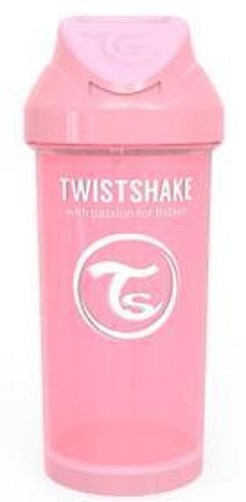 Twistshake netekoucí lahev s brčkem pastelově růžová 12+m 360 ml