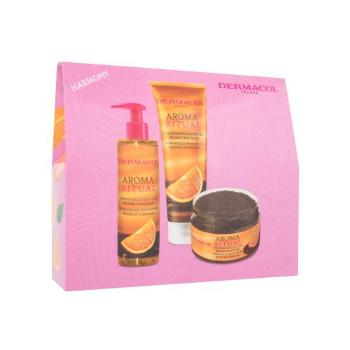 Dermacol Aroma Ritual Belgian Chocolate dárková kazeta sprchový gel 250 ml + mýdlo na ruce 250 ml + tělový peeling 200 g pro ženy