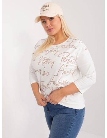 Dámská halenka plus size s nápisem ecru béžová