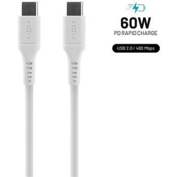 FIXED Cable USB-C/USB-C a podporou PD 1.2m USB 2.0 60W Liquid silicone bílý (FIXDLS-CC12-WH)