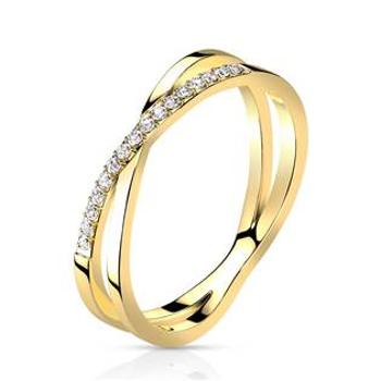 Šperky4U Ocelový prsten s čirými zirkony - velikost 60 - OPR1864GD-60