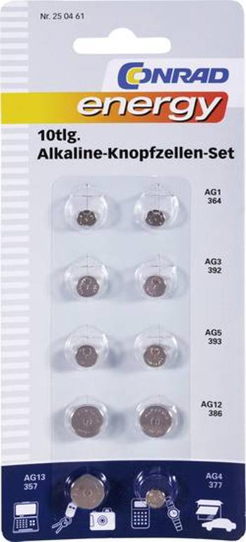 Alkalické knoflíkové baterie Conrad energy, 1,5 V, sada 10 ks