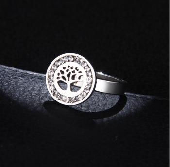 Ziskoun Dámský prsten z chirurgické oceli- Strom života se zirkony- stříbrný SR000035 Velikost: 8