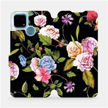 Flip pouzdro na mobil Realme 7i - VD07S Růže a květy na černém pozadí (5903516587841)