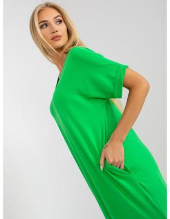 Dámské šaty s kapsami oversize OCH BELLA zelené  