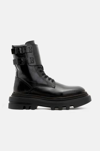 Kožené kotníkové boty AllSaints Zoe Boot dámské, černá barva, na plochém podpatku, W064FB