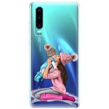iSaprio Kissing Mom - Brunette and Boy pro Huawei P30 (kmbruboy-TPU-HonP30)