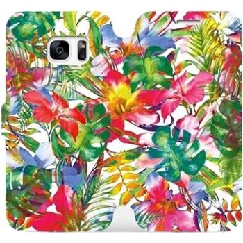Flipové pouzdro na mobil Samsung Galaxy S7 - MG07S Pestrobarevné květy a listy (5903226340491)
