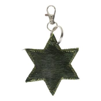 Klíčenka mini hvězda zelená z hovězí kůže - 7*7*1,5cm IVSHMSGN