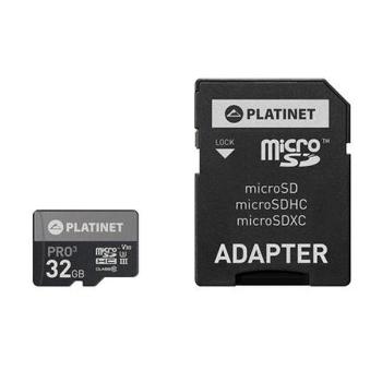 PLATINET microSDHC SECURE DIGITAL + ADAPTER SD 32GB class10 UIII 90MB/s [44003]