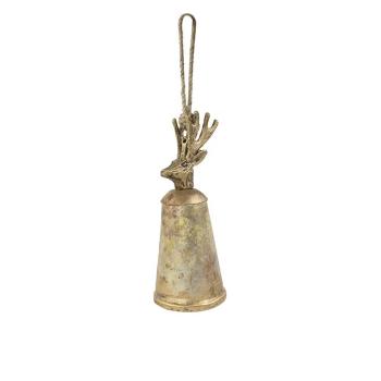 Zlatý kovový zvonek s hlavou jelena Deer - Ø 6*16cm CIBGH16