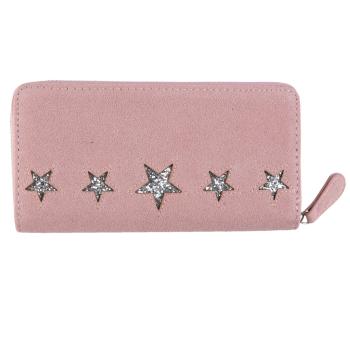 Růžová peněženka s hvězdami - 19*10 cm JZWA0024P