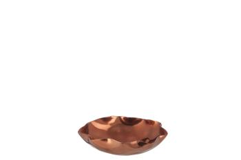 Vlnitá hliníková miska pod čajovou svíčku v barvě mědi - 11,5*11,5*2,5 cm 77205