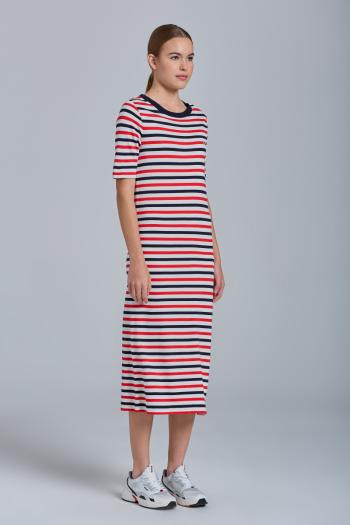 ŠATY GANT D1. ICON G STRIPED JERSEY DRESS červená L