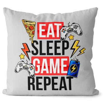 Polštář Eat, sleep, game (Velikost: 55 x 55 cm)